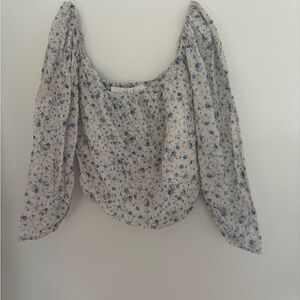 Astr White and Black Ruched Blouse